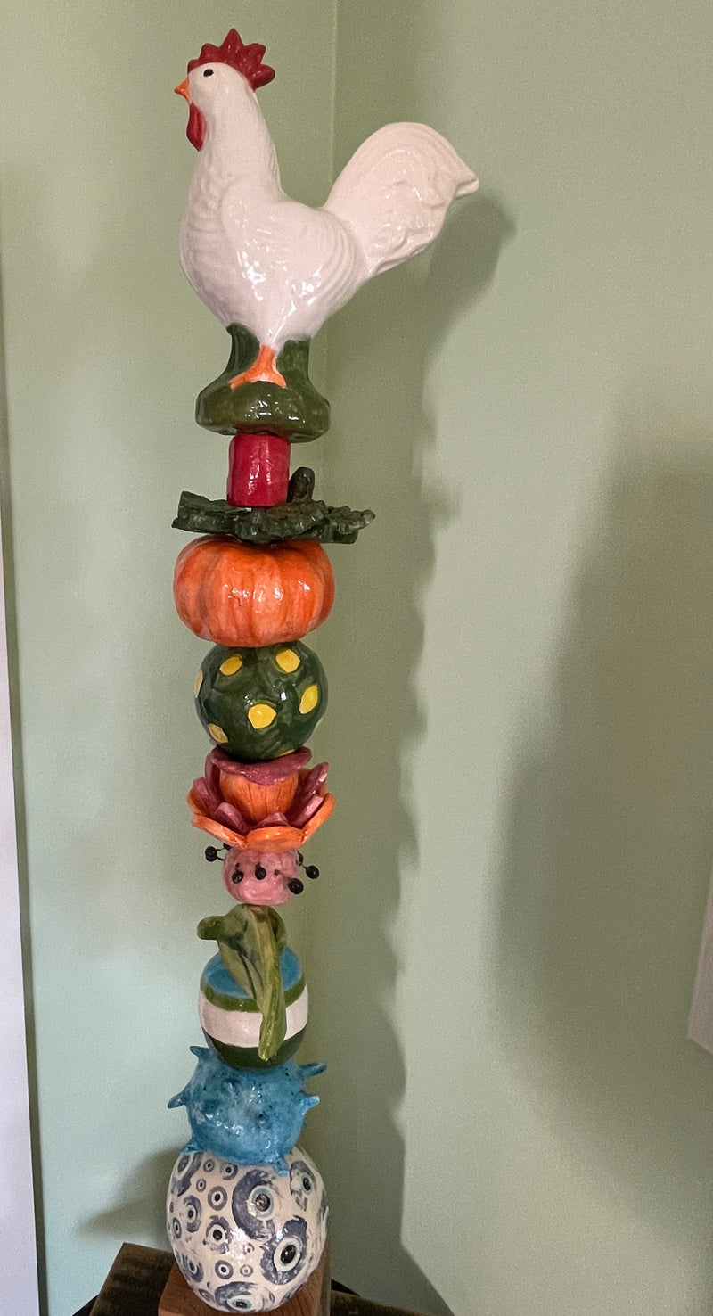 ART- Pottery Garden Totem pole 26" tall