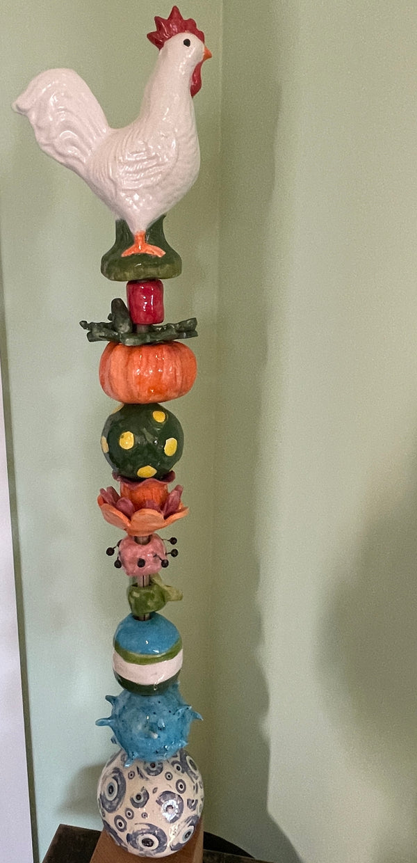 ART- Pottery Garden Totem pole 26" tall