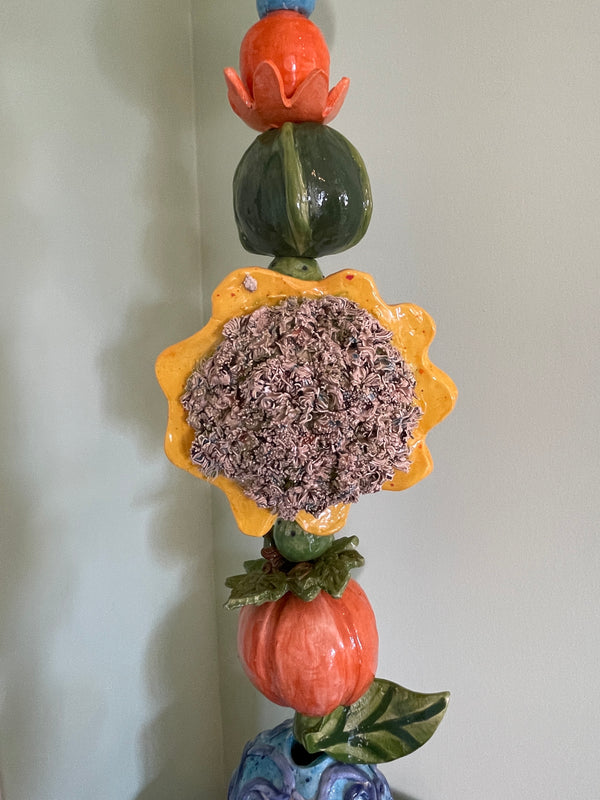 ART- Pottery Garden Totem Pole 30"  tall