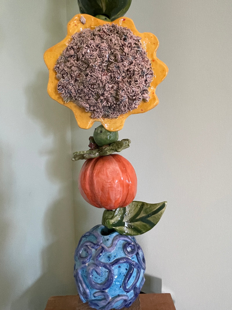 ART- Pottery Garden Totem Pole 30"  tall