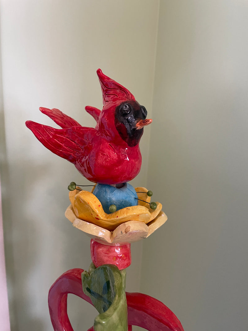 Art- Pottery garden totem pole 21" tall