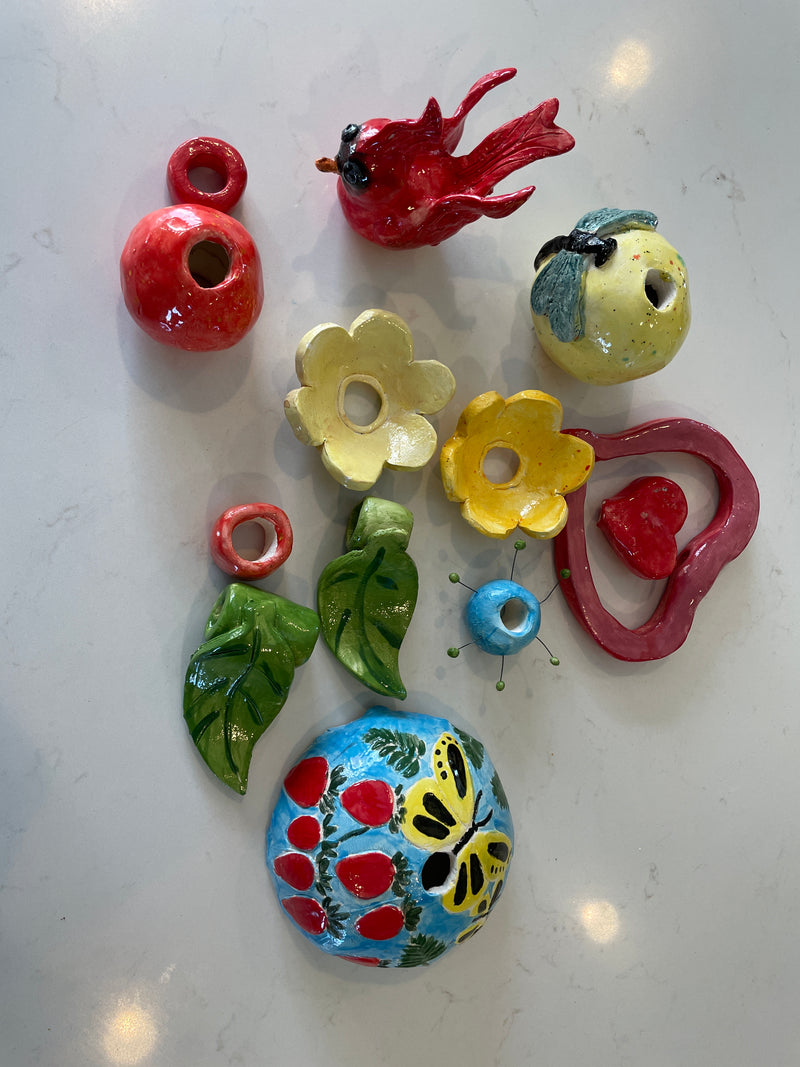 Art- Pottery garden totem pole 21" tall