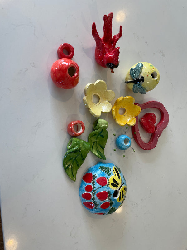 Art- Pottery garden totem pole 21" tall