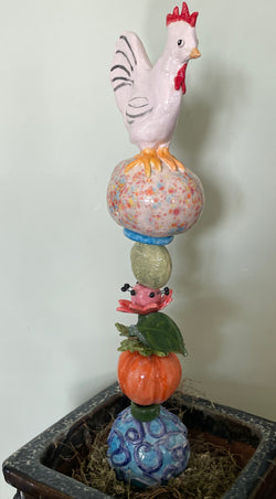 ART- Pottery Garden Totem Pole 2' tall