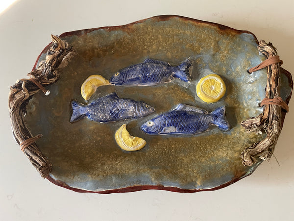 Art- pottery fish platter