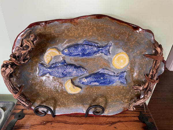 Art- pottery fish platter - Main Image